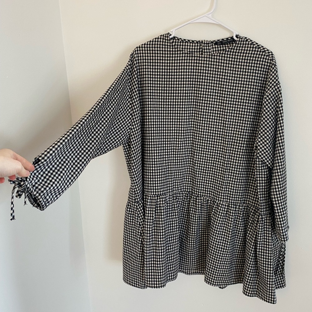 GINGHAM FLANNEL OVERSIZED MINI DRESS TUNIC WITH SLEEVES